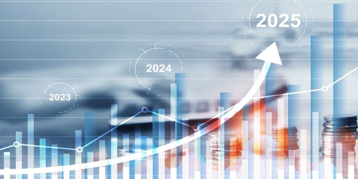 Financial background, economic growth 2023-2025. Abstract background