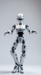 Fototapeta premium A humanoid robot performs an intricate dance routine, moving fluidly with grace and precision in a sleek, modern environment, captivating all onlookers with its display