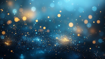 Fototapeta premium Abstract depiction of glowing particles on a blue background