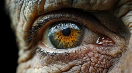 Close-up of a wrinkled eye with deep texture