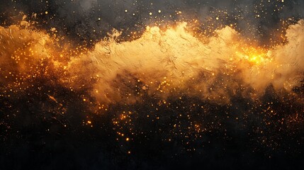 Golden Texture with Sparks on Dark Background - Made with Generative AI