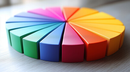 Obraz premium A pie chart with an outer ring divided into sectors, showing an extra layer of analysis.