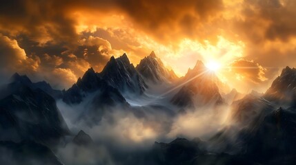 Majestic mountains at dawn