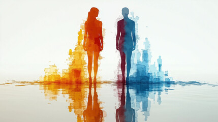 A bar chart comparing gender demographics, with male and female data represented in different shades.