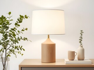 Minimalist Wooden Table Lamp with White Shade


