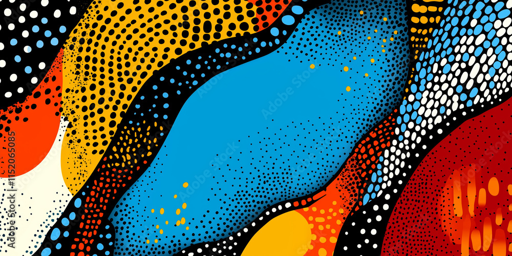 Poster abstract overlapping shapes in pan african colors creating wavy pattern