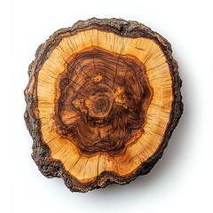 A beautiful cross-section of a tree trunk highlighting its unique rings and textures.