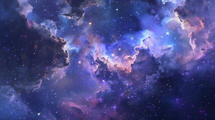 Obraz premium Vast Cosmic Nebula with Stars in Purple and Blue Hues