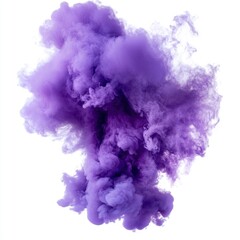 Fototapeta premium A purple color smoke explosion isolated on a transparent or white background in PNG format.