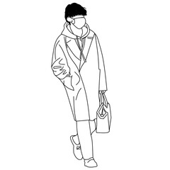 Vector illustration of male idol outfit with suit and bag at the airport.
person in a suit.