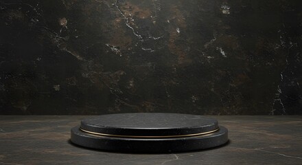 Obraz premium 3d render, natural podium concept, mockup, template, stone podium display in wall shadow background. Scene for product display. Realistic podium Illustration.