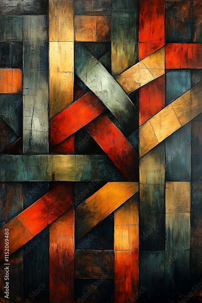 Poster intertwined brushstrokes creating pan african pattern on canvas
