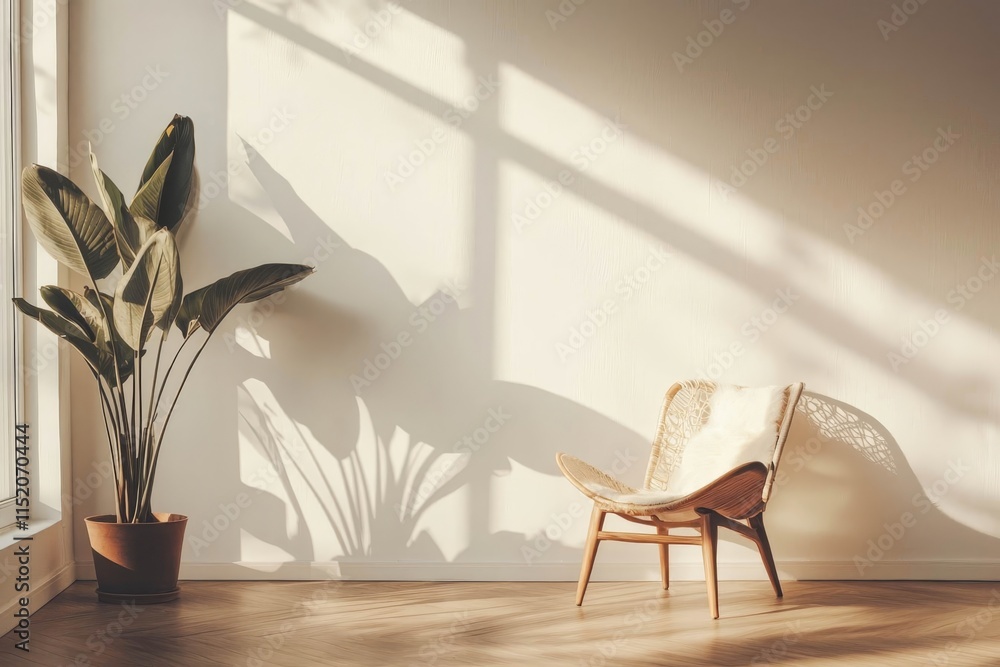 Poster white wall with empty space for text placement.
