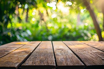 Fototapeta premium Wooden table with empty background for product display.