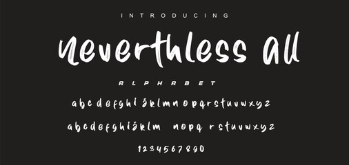 Vector brush style font, alphabet, and typeface