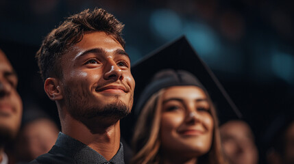 Fototapeta premium Happy Graduate Man Ceremony Education Success Achievement Hopeful Future