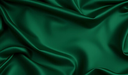 Smooth silky background, pattern. Texture of green silk fabric. concept emerald design	