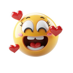 3d stylized love emoji, funny and different, transparent background 