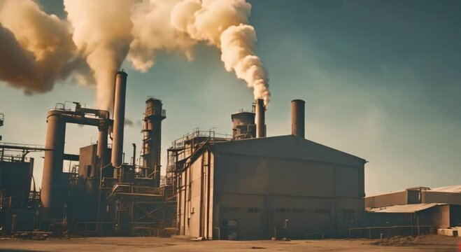 factory emitting very thick smoke
