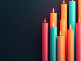 Obraz premium Digital storm of fluctuating candlestick patterns, market volatility visualization