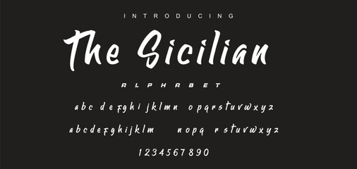 Vector brush style font, alphabet, and typeface