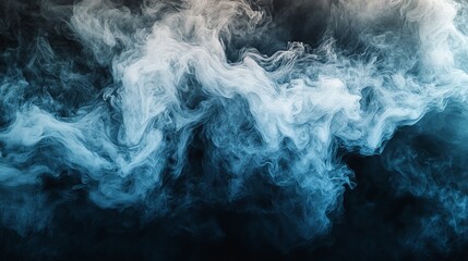 Obraz premium Abstract Blue Smoke: A mesmerizing swirl of ethereal blue smoke against a dark backdrop, evoking a sense of mystery, mystique, and ethereal beauty.