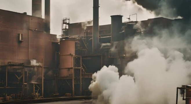 factory emitting very thick smoke