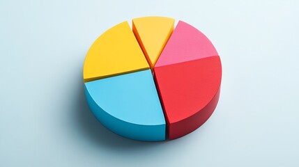 Fototapeta premium Colorful pie chart model representing data analysis and breakdown in a modern business environment.