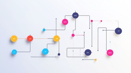 Colorful infographic flowchart representing data processes and analytics in a modern design style.
