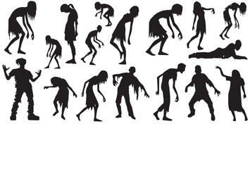 Silhouette Zombies isolated on white background illustration vector