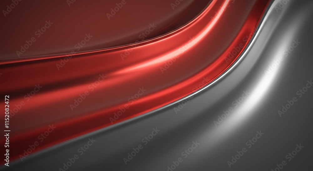 Aufkleber red and gray abstract smooth curves. metallic gradient background design.
