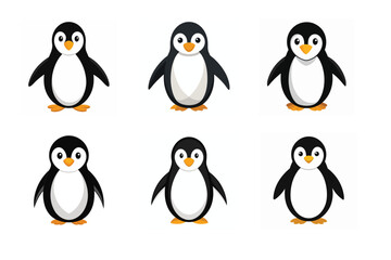 Set of penguin vector illustrations on white background