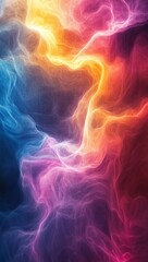 Fototapeta premium Grainy color gradient vertical background orange purple blue yellow pink glowing abstract shape black noise texture, Generative AI