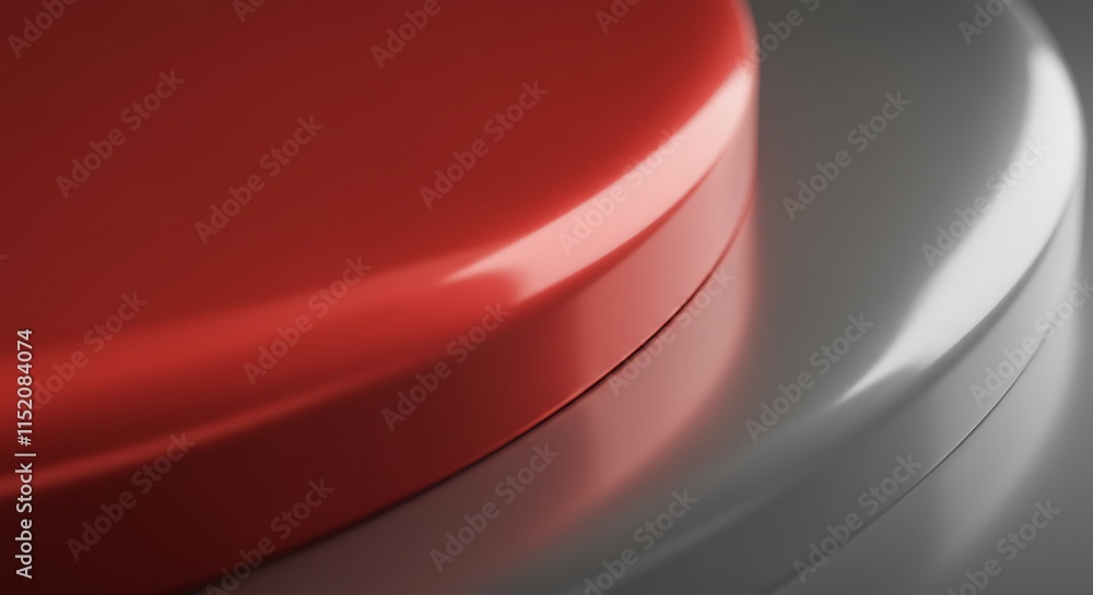 Poster red and gray glossy circles overlapping. smooth curved geometric abstract 3d.