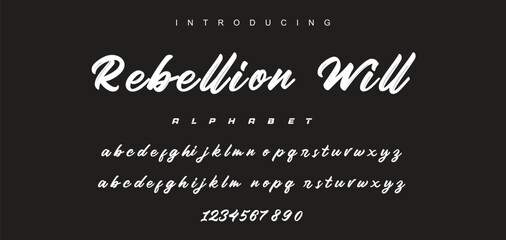 Vector brush style font, alphabet, and typeface