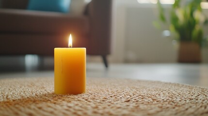 Warm Candle Lighting for Rituals and Celebrations in a Cozy Living Room
