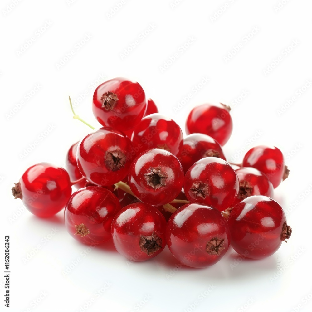 Poster ripe red currant berries creating a vibrant and healthy image on a plain white background