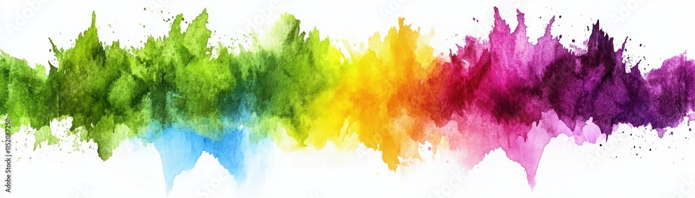 Poster vibrant abstract watercolor splash in a spectrum of colors creating a lively and energetic backgroun