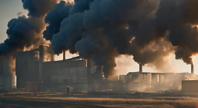 factory emitting very thick smoke