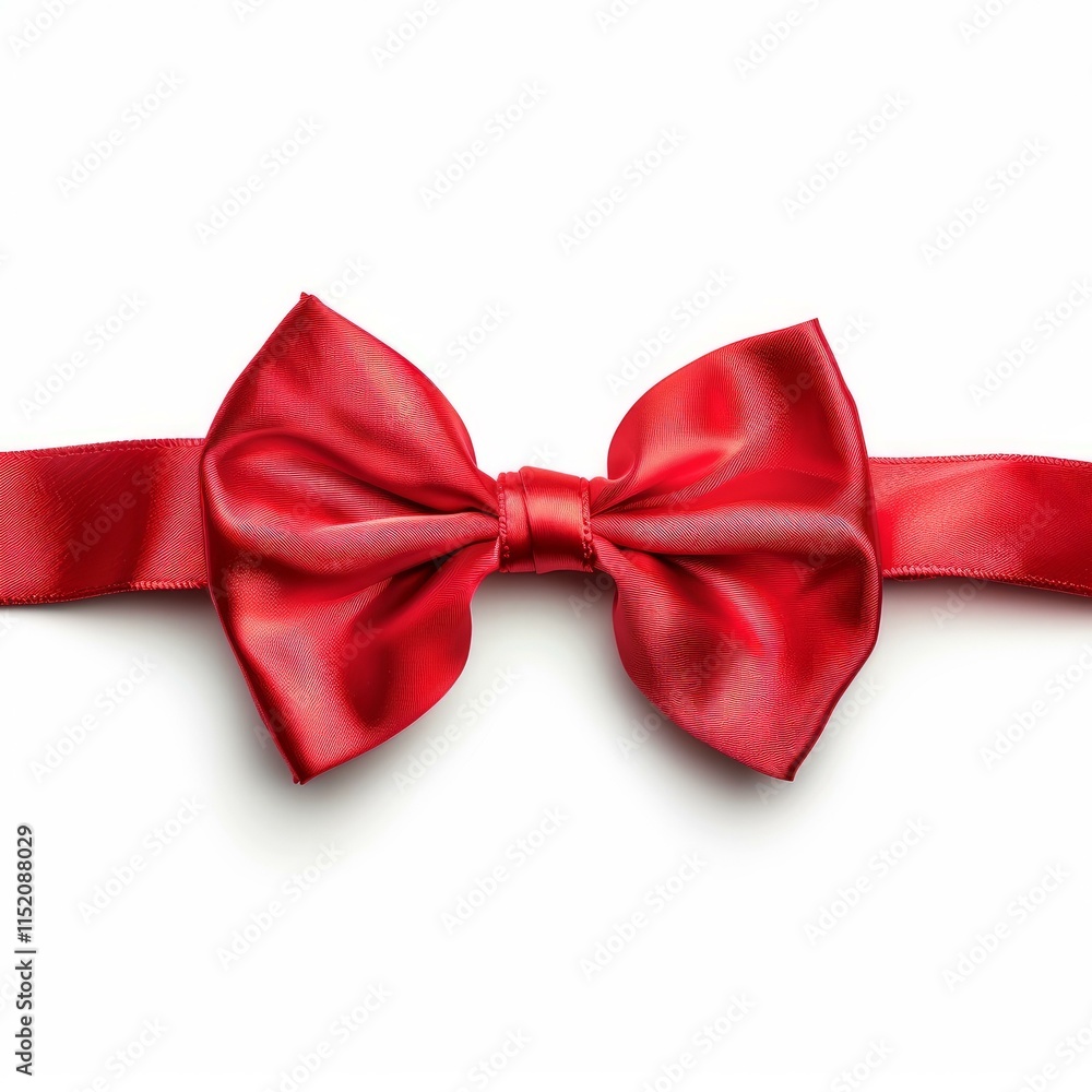 Poster elegant red ribbon bow adding a touch of sophistication and festivity to a white background