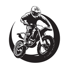 Black and white Motocross logo design Vector Image isolated on white background.