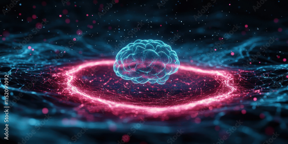 Aufkleber digital brain a close-up view of an ai brain emerging from a cloud, symbolizing technology, innovati