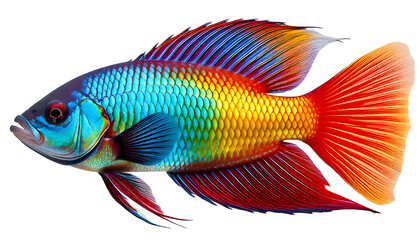 Fototapeta premium Vibrant Rainbow Fish: A Spectacle of Aquatic Color and Beauty
