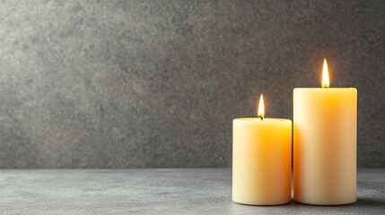 Serenity of Candlemas with Gently Glowing Candles on a Stylish Gray Background