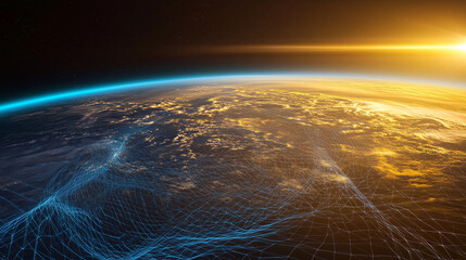 Global data network visualised over Earth&rsquo;s satellite view.