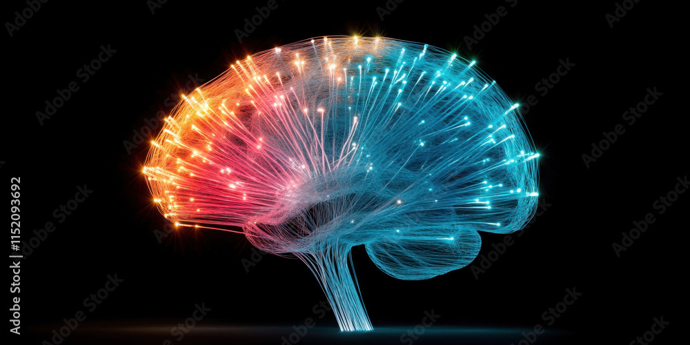 Aufkleber digital brain a photorealistic image depicting an ai brain, illustrating neural connections and adva