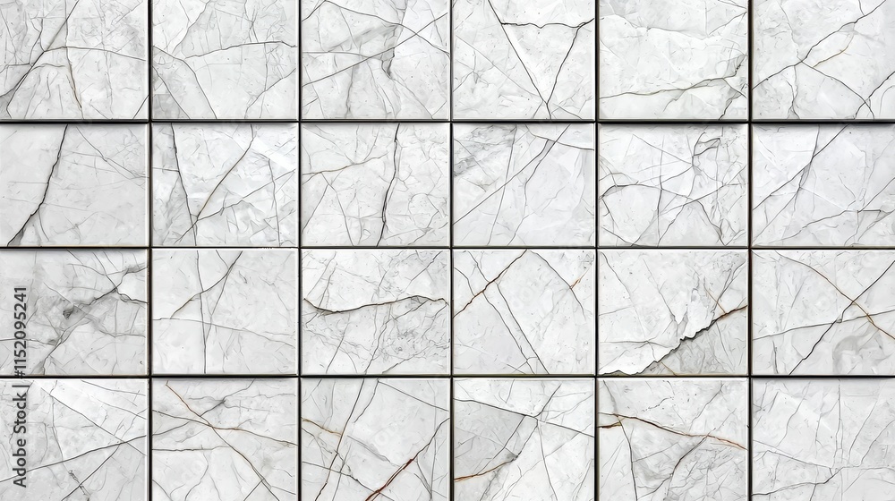 Poster elegant white marble tiles with unique veins and texture patterns