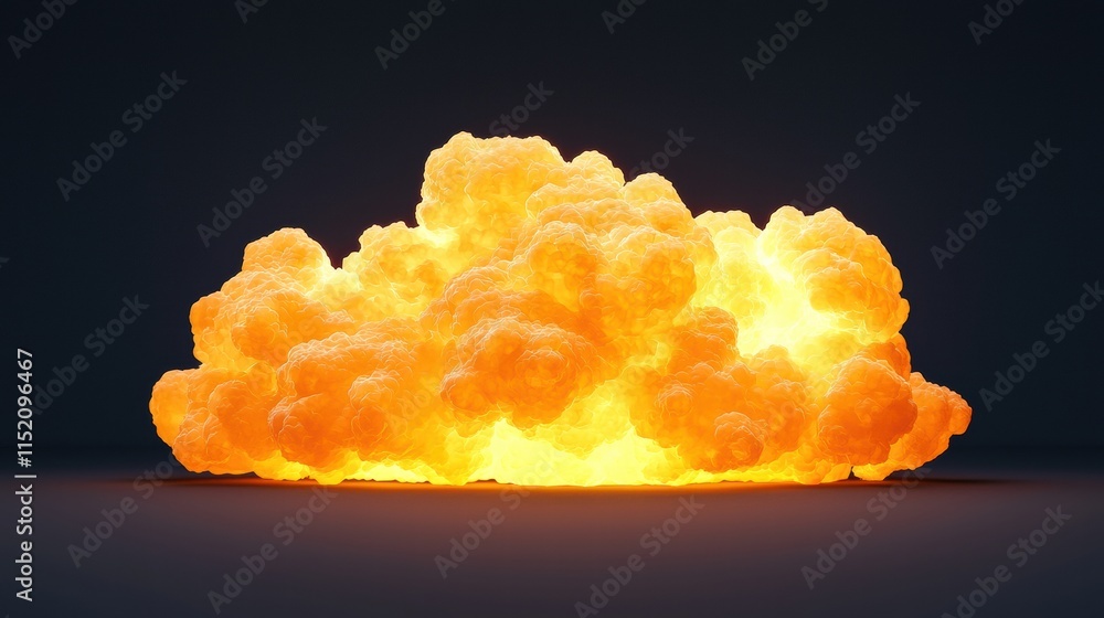 Poster glowing abstract molecular forms resembling quantum clouds in vivid color contrast
