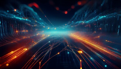 Obraz premium Neural network illustration of Big data and cybersecurity and Data stream business concept