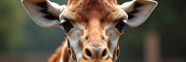 Intimate Gaze A Giraffe's Striking Features Magnified In A Close Up Portrait Highlighting The Beauty And Details Of This Elegant Animal